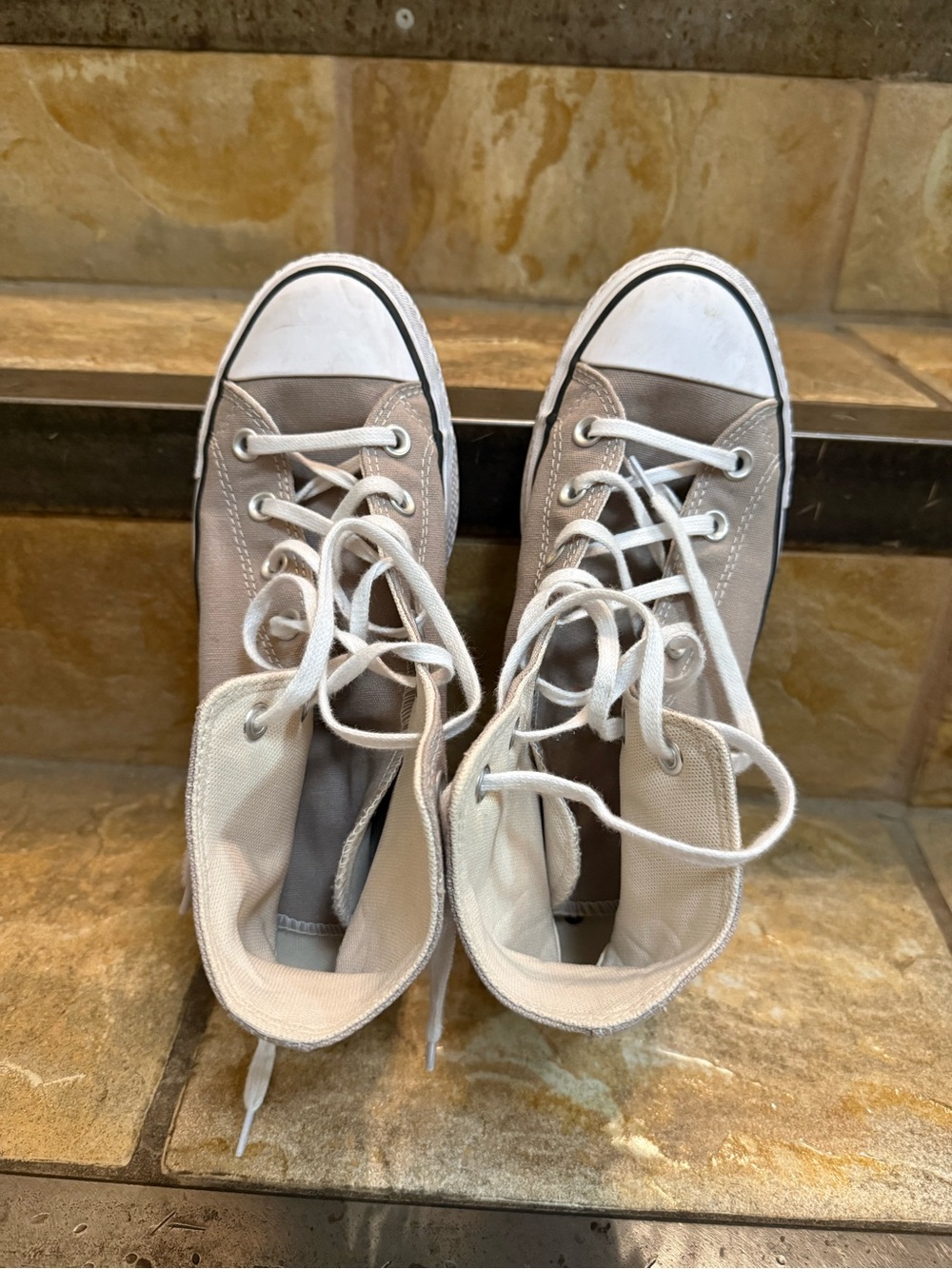Converse Women's High-Top Sneakers in Light Taupe with White Accents